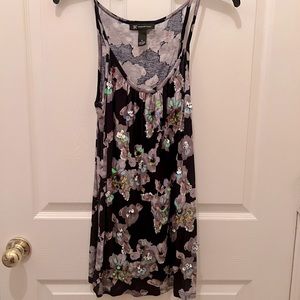 INC Sequined top with Navy blue background